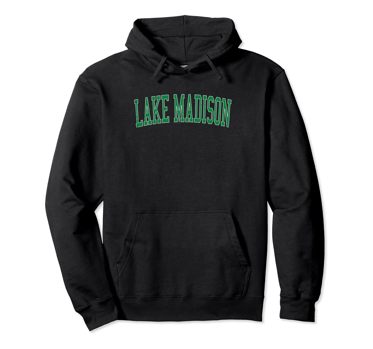 Lake Madison Distressed Green Varsity Hoodie - Fun Novelty Design Unisex - T-Shirt, Sweatshirt, Hoodie