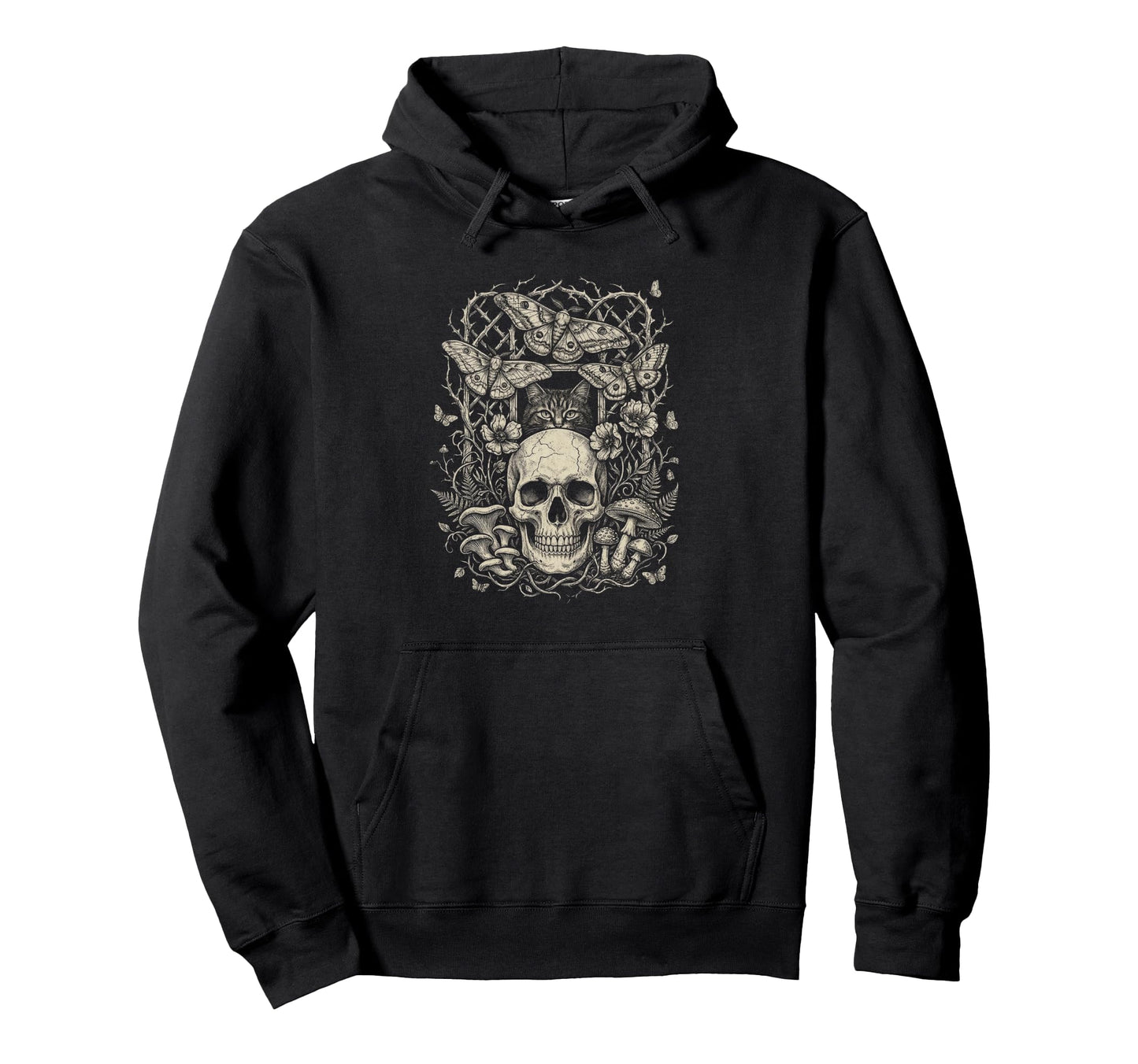 Skull Cat Skeleton Kitty Kitten Gothic Hoodie - Aesthetic Graphic Unisex - T-Shirt, Sweatshirt, Hoodie
