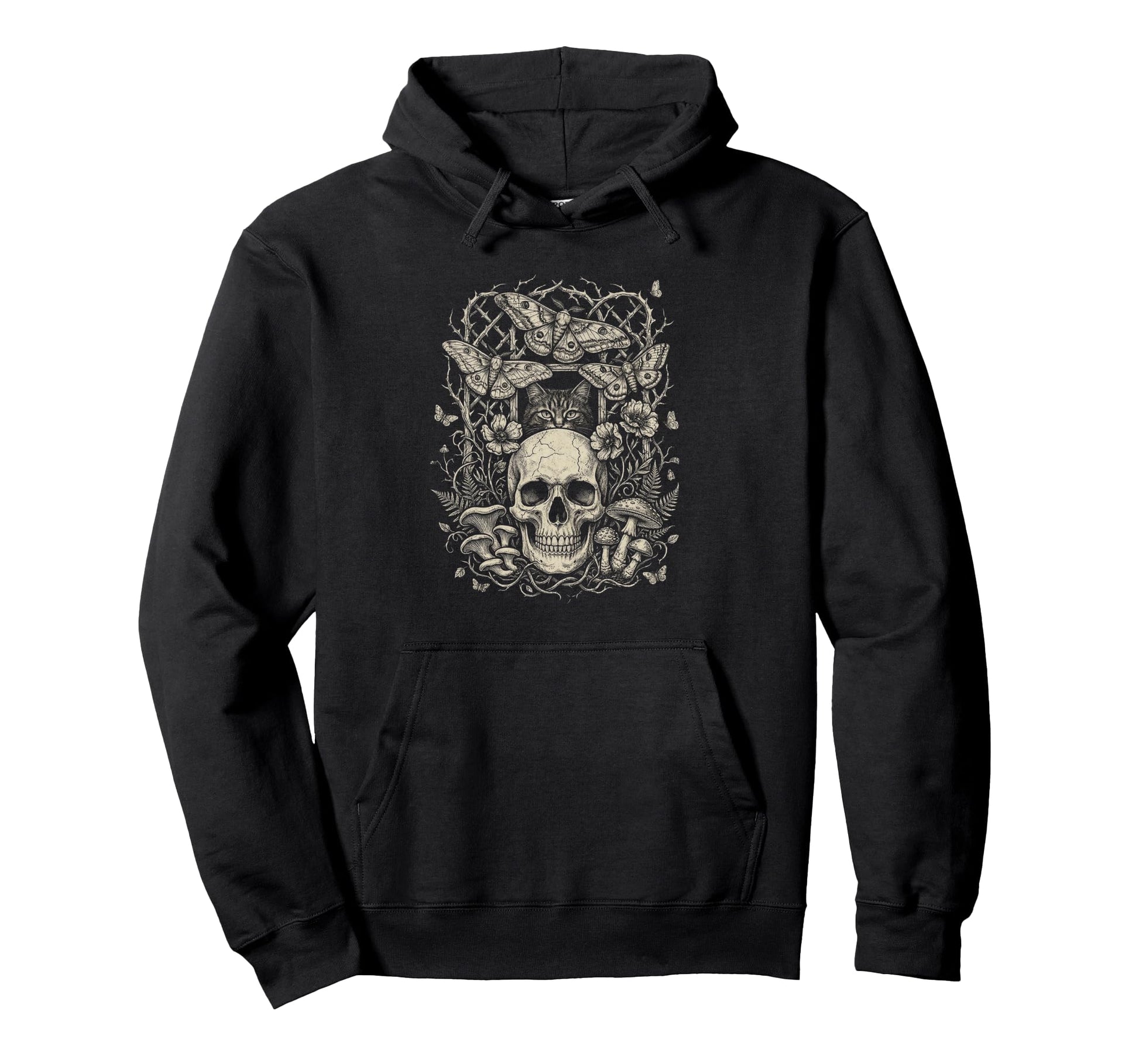Skull Cat Skeleton Kitty Kitten Gothic Hoodie - Aesthetic Graphic Unisex - T-Shirt, Sweatshirt, Hoodie
