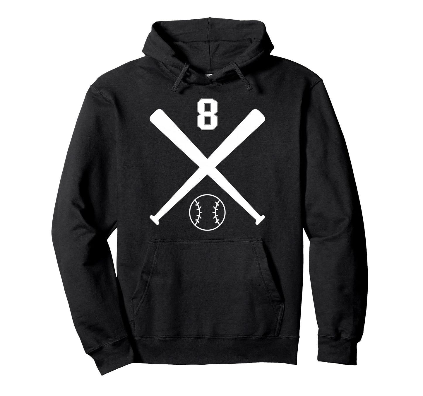 Baseball Softball Number 8 Hoodie - Aesthetic Graphic Unisex - T-Shirt, Sweatshirt, Hoodie