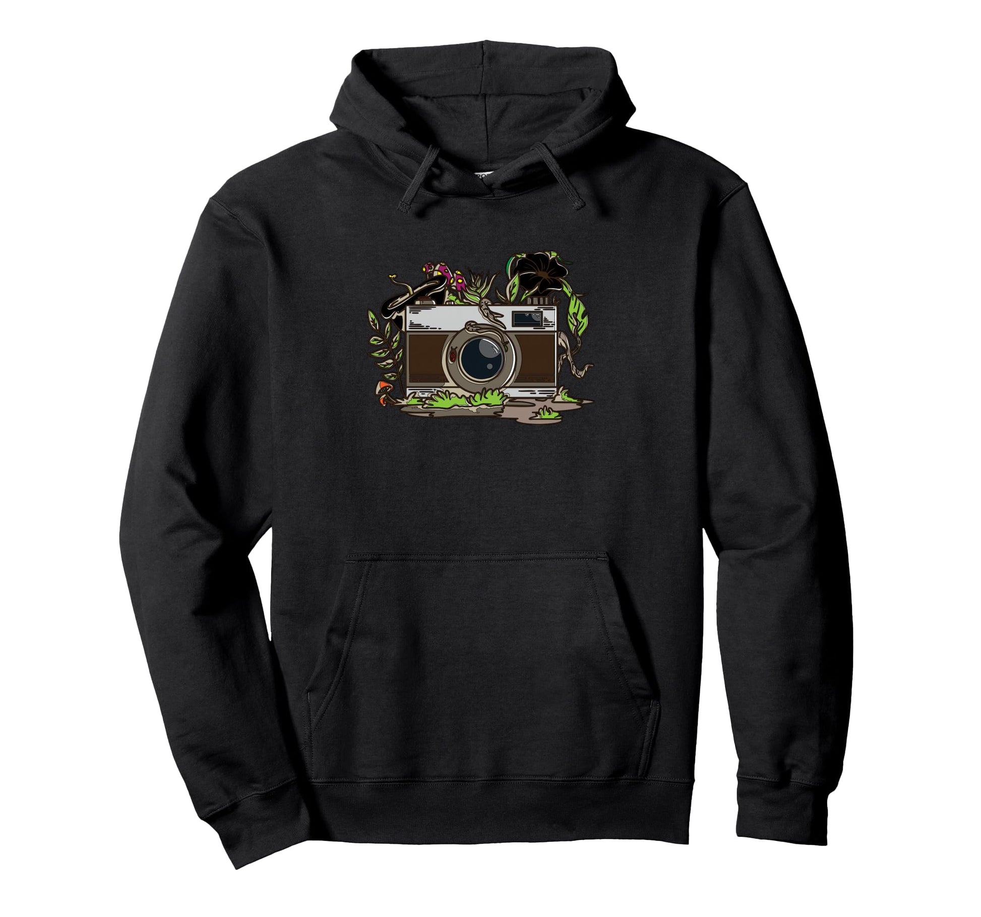 Camera Surrounded Foliage Hoodie - Casual Everyday Wear for Adults - T-Shirt, Sweatshirt, Hoodie