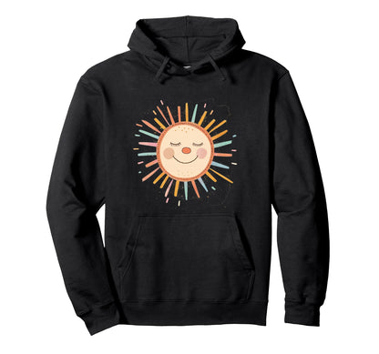 Sun 70S Rainbow Art Boho Boho Sun Hoodie - Unique Graphic Unisex - T-Shirt, Sweatshirt, Hoodie