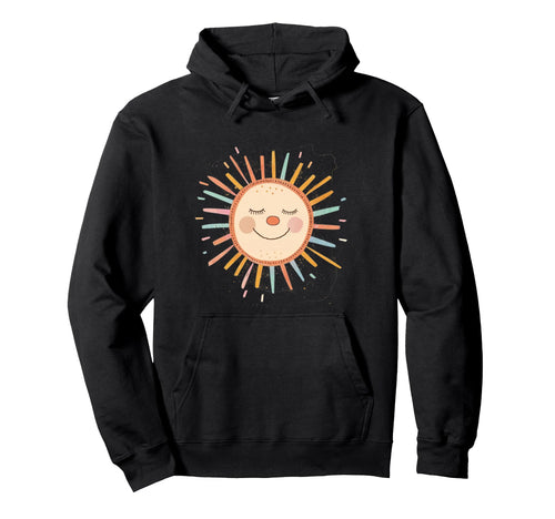 Sun 70S Rainbow Art Boho Boho Sun Hoodie - Unique Graphic Unisex - T-Shirt, Sweatshirt, Hoodie