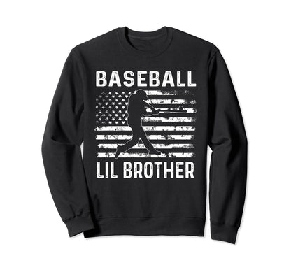 Baseball Lil Brother Usa Flag 4Th July Sweatshirt - Minimalist Print Unisex - T-Shirt, Sweatshirt, Hoodie