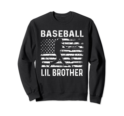 Baseball Lil Brother Usa Flag 4Th July Sweatshirt - Minimalist Print Unisex - T-Shirt, Sweatshirt, Hoodie