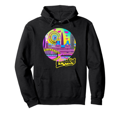 London Skyline England Vaporwave Hoodie - Casual Everyday Wear for Adults - T-Shirt, Sweatshirt, Hoodie