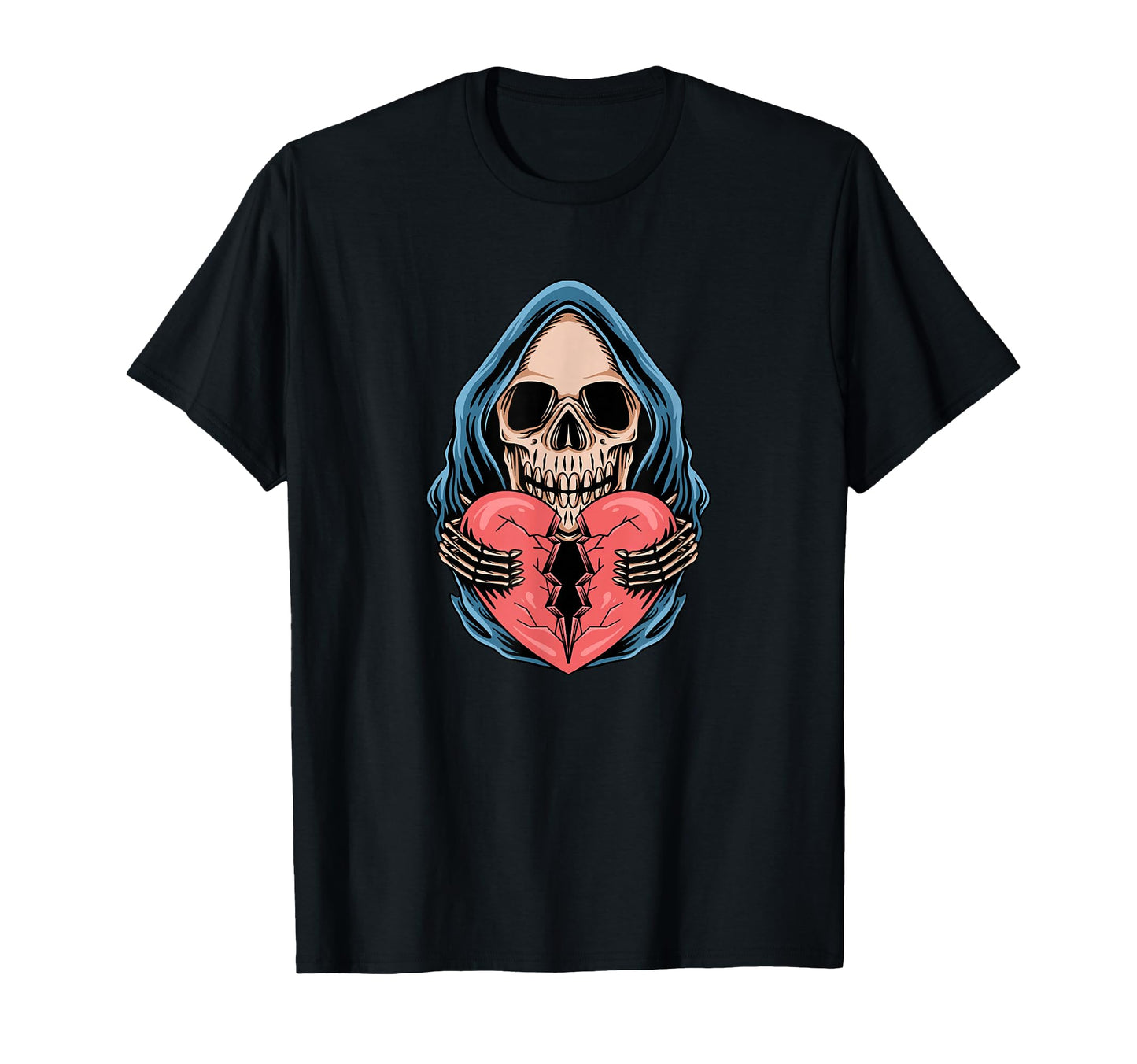 Broken Heart Death Skull Aesthetic T-Shirt - Novelty Apparel Men Women - T-Shirt, Sweatshirt, Hoodie