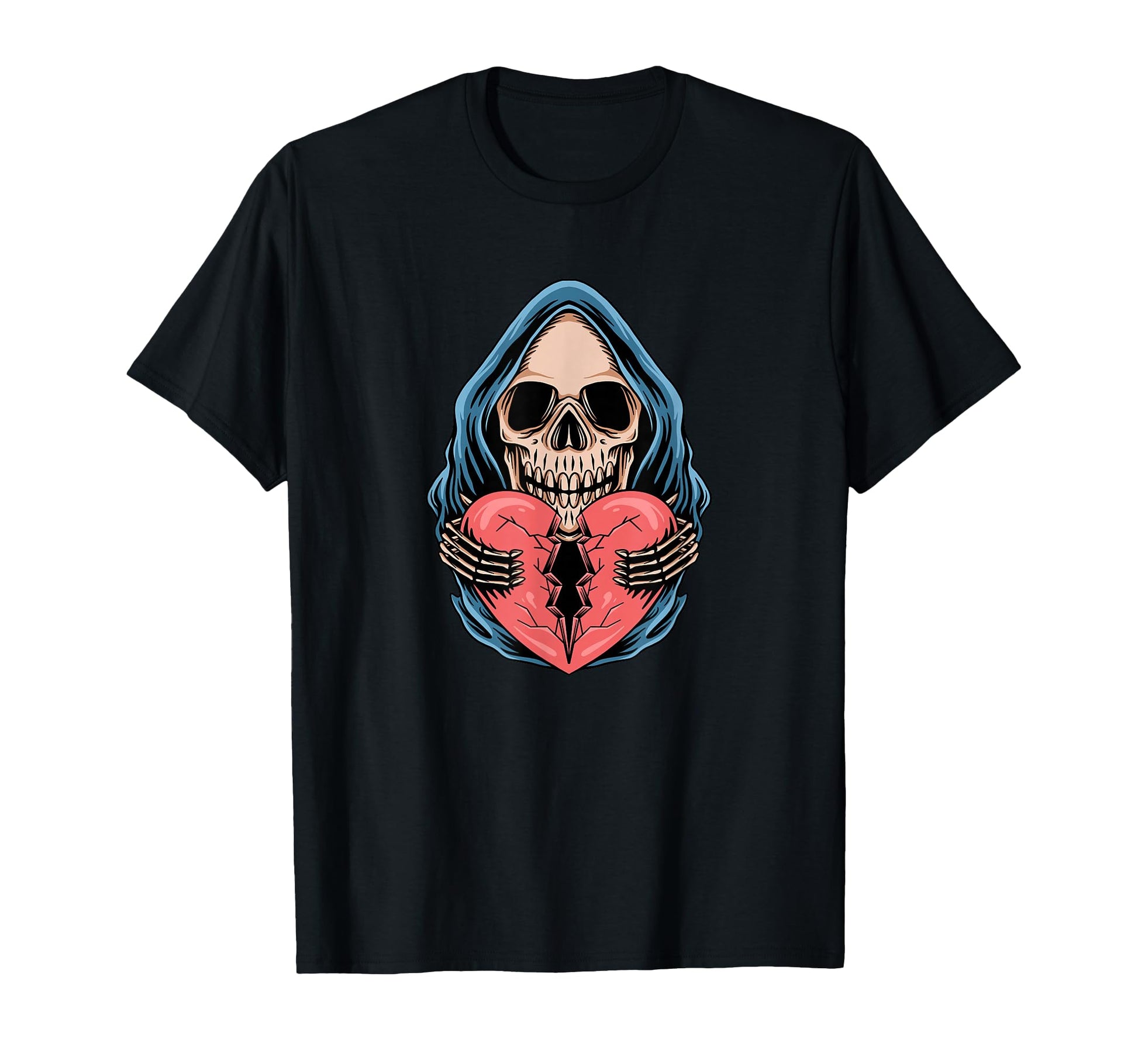 Broken Heart Death Skull Aesthetic T-Shirt - Novelty Apparel Men Women - T-Shirt, Sweatshirt, Hoodie