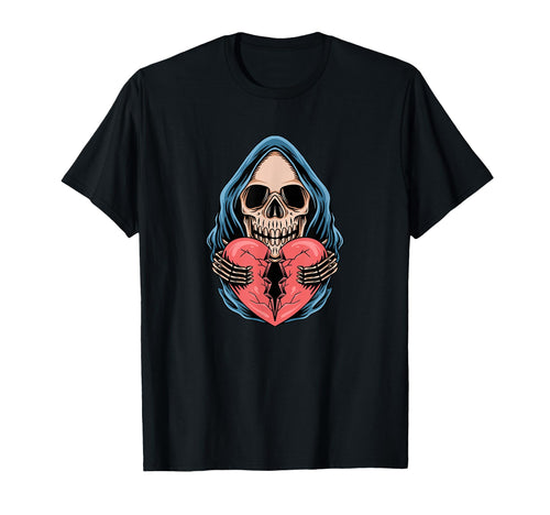Broken Heart Death Skull Aesthetic T-Shirt - Novelty Apparel Men Women - T-Shirt, Sweatshirt, Hoodie