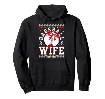 Baseball Wife Coquette Wife Baseball Hoodie - Unique Graphic Men Women - T-Shirt, Sweatshirt, Hoodie