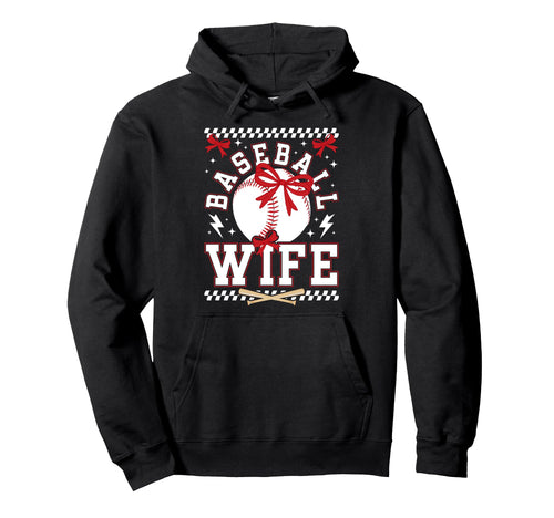 Baseball Wife Coquette Wife Baseball Hoodie - Unique Graphic Men Women - T-Shirt, Sweatshirt, Hoodie