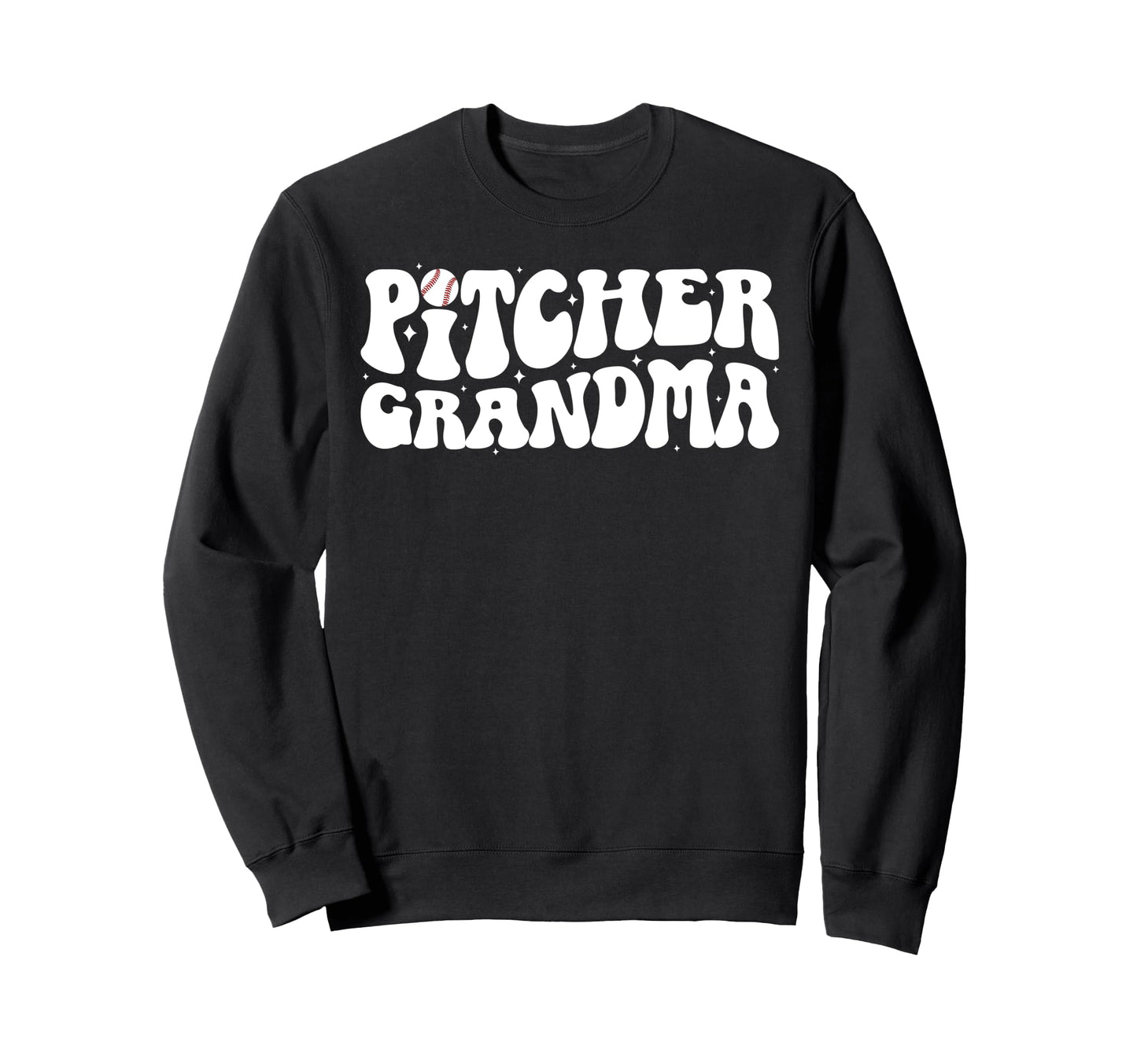 Baseball Pitcher Grandma Groovy Sweatshirt - Minimalist Print for Adults - T-Shirt, Sweatshirt, Hoodie
