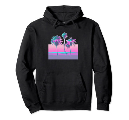 Vaperwave Aesthetic Glitch Palm Hoodie - Fun Novelty Design for Adults - T-Shirt, Sweatshirt, Hoodie