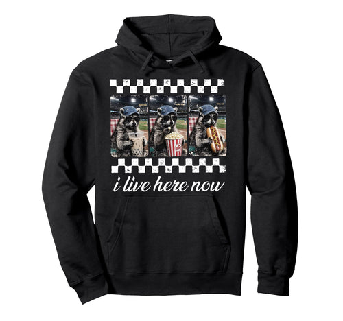 Funny Raccoon Ballfield Baseball Field Hoodie - Unique Graphic for Adults - T-Shirt, Sweatshirt, Hoodie