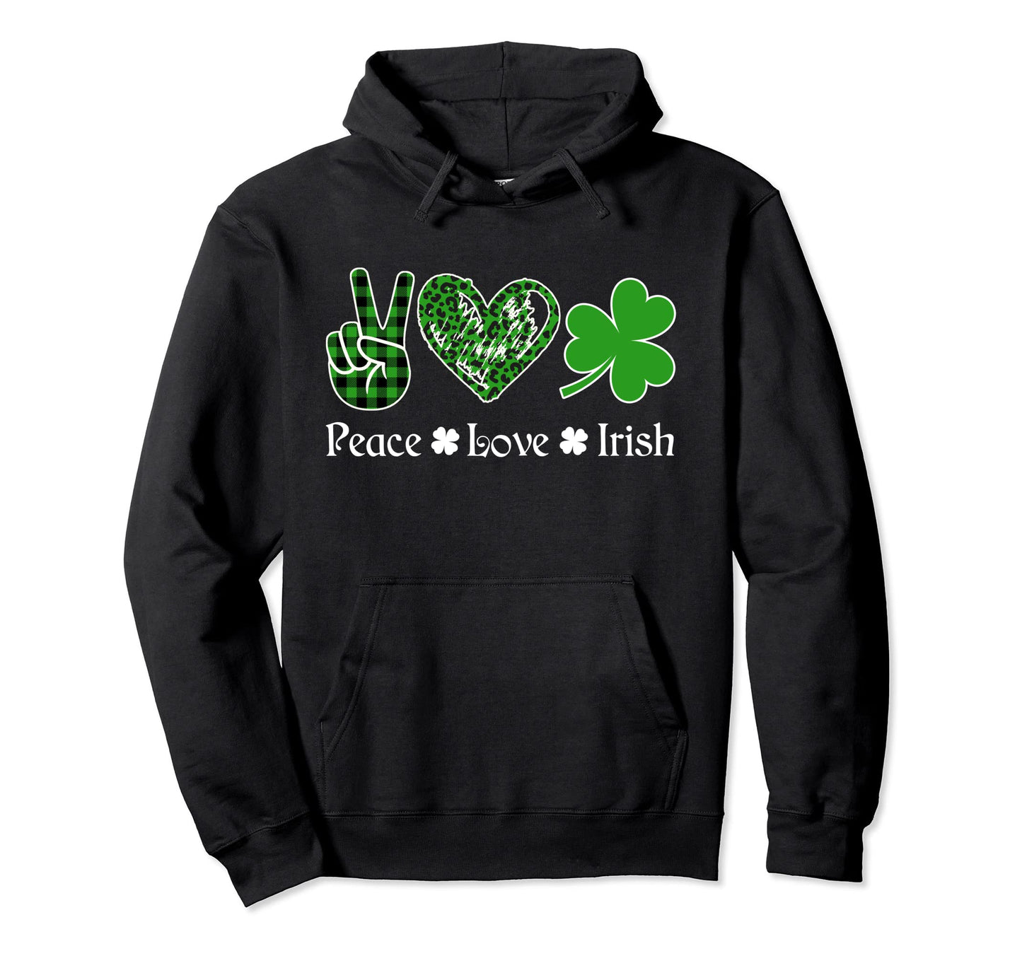 Peace Love Irish Peace Heart Shamrock Hoodie - Custom Art Print for Adults - T-Shirt, Sweatshirt, Hoodie