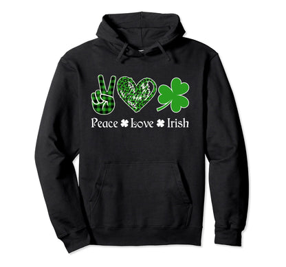 Peace Love Irish Peace Heart Shamrock Hoodie - Custom Art Print for Adults - T-Shirt, Sweatshirt, Hoodie