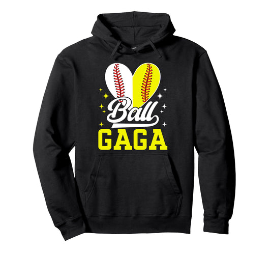 Ball Gaga Heart Softball Baseball Gaga Hoodie - Custom Art Print Men Women - T-Shirt, Sweatshirt, Hoodie