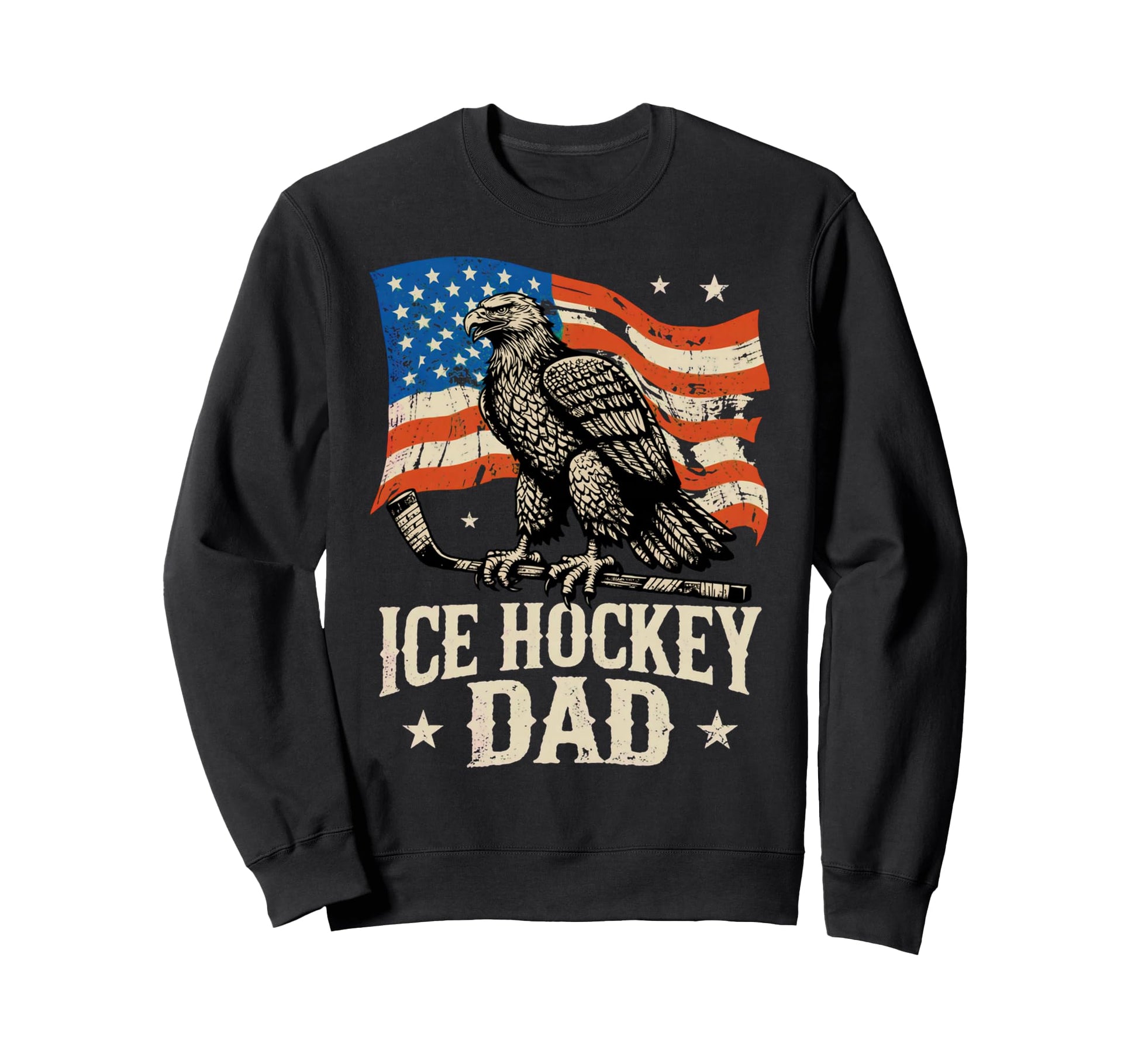 Ice Hockey American Flag Ice Sweatshirt - Casual Everyday Wear for Adults - T-Shirt, Sweatshirt, Hoodie