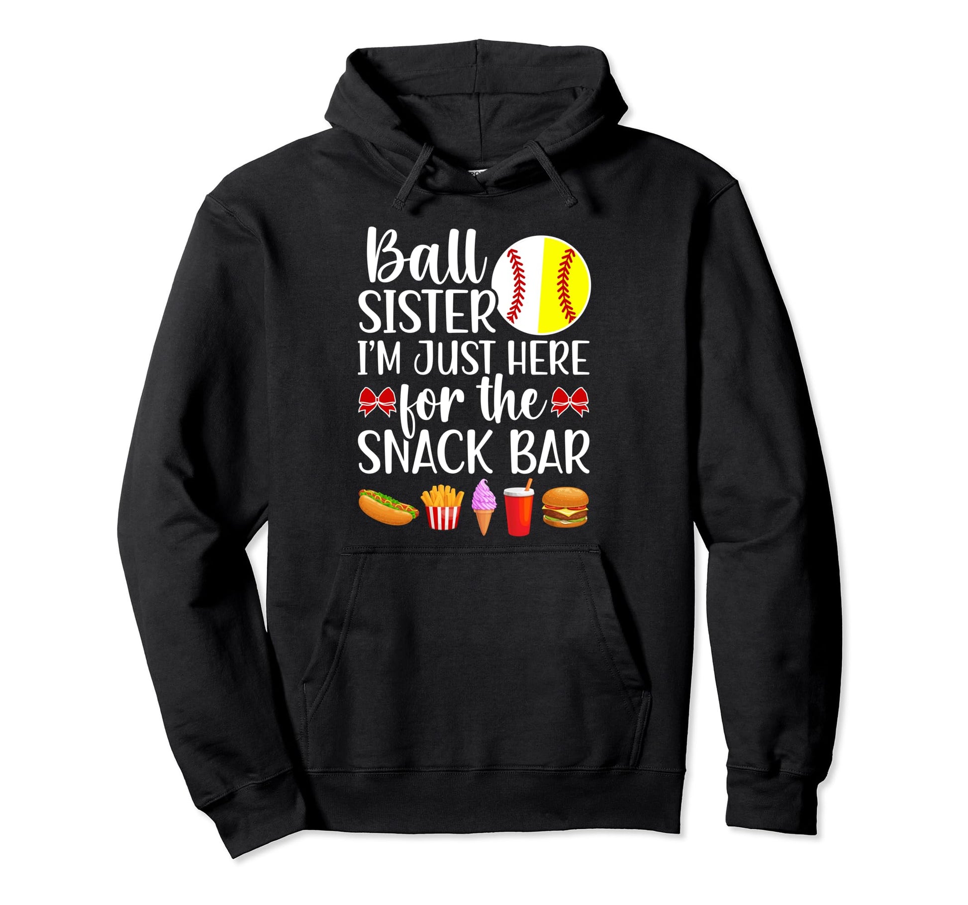 Ball Sister Snack Bar Baseball Hoodie - Minimalist Print Men Women - T-Shirt, Sweatshirt, Hoodie