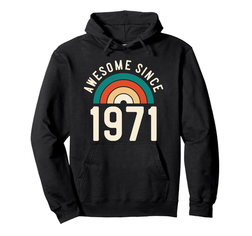 Awesome Since 1971 Rainbow 51St Birthday Hoodie - Unique Graphic Men Women - T-Shirt, Sweatshirt, Hoodie