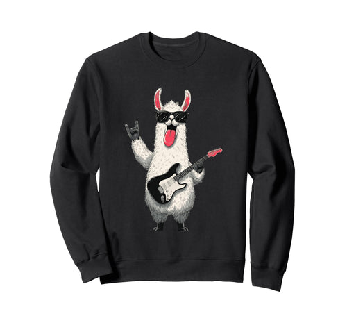 Funny Rock Llama Guitar Player Sweatshirt - Trendy Graphic Men Women - T-Shirt, Sweatshirt, Hoodie