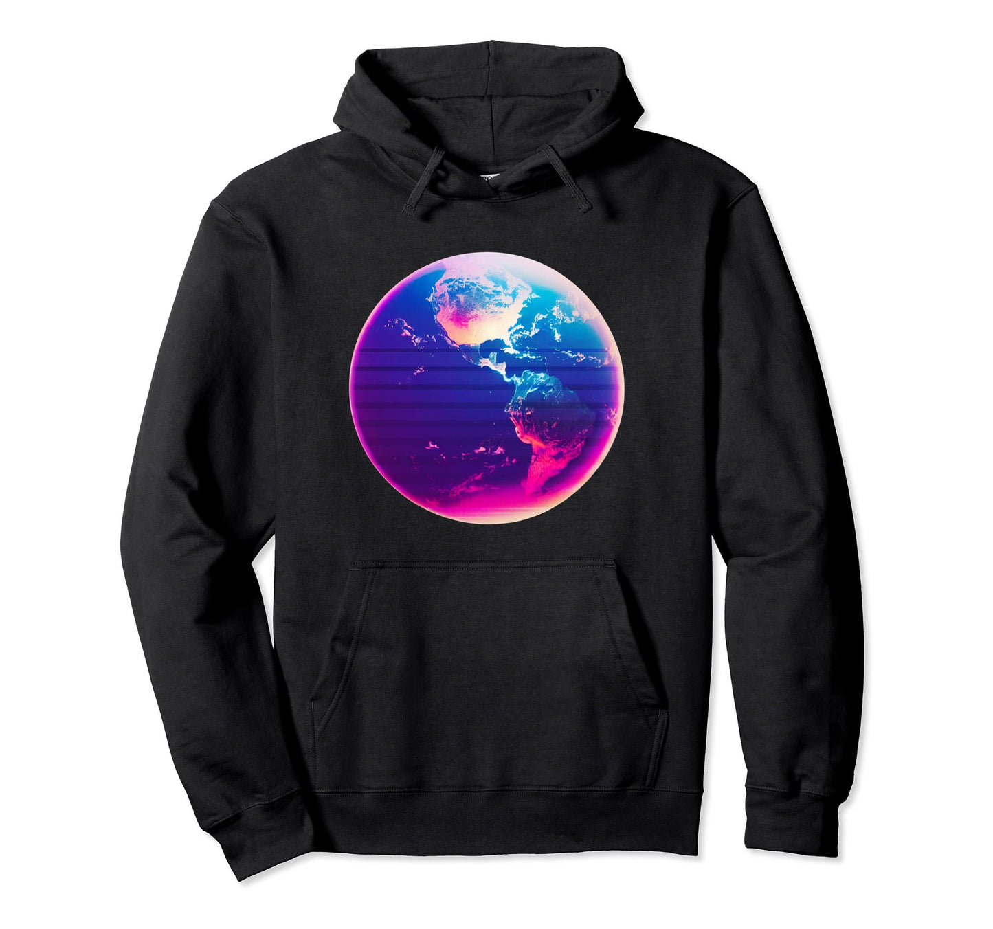 Earth Synthwave Aesthetic 80S Hoodie - Fun Novelty Design for Adults - T-Shirt, Sweatshirt, Hoodie