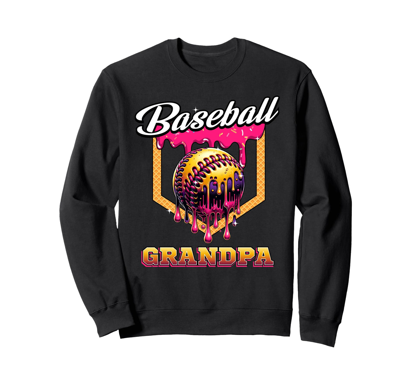 Baseball Grandpa Ice Cream Drip Home Sweatshirt - Graphic Print for Adults - T-Shirt, Sweatshirt, Hoodie