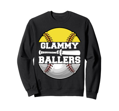 Glammy Ballers Funny Softball Sweatshirt - Minimalist Print for Adults - T-Shirt, Sweatshirt, Hoodie