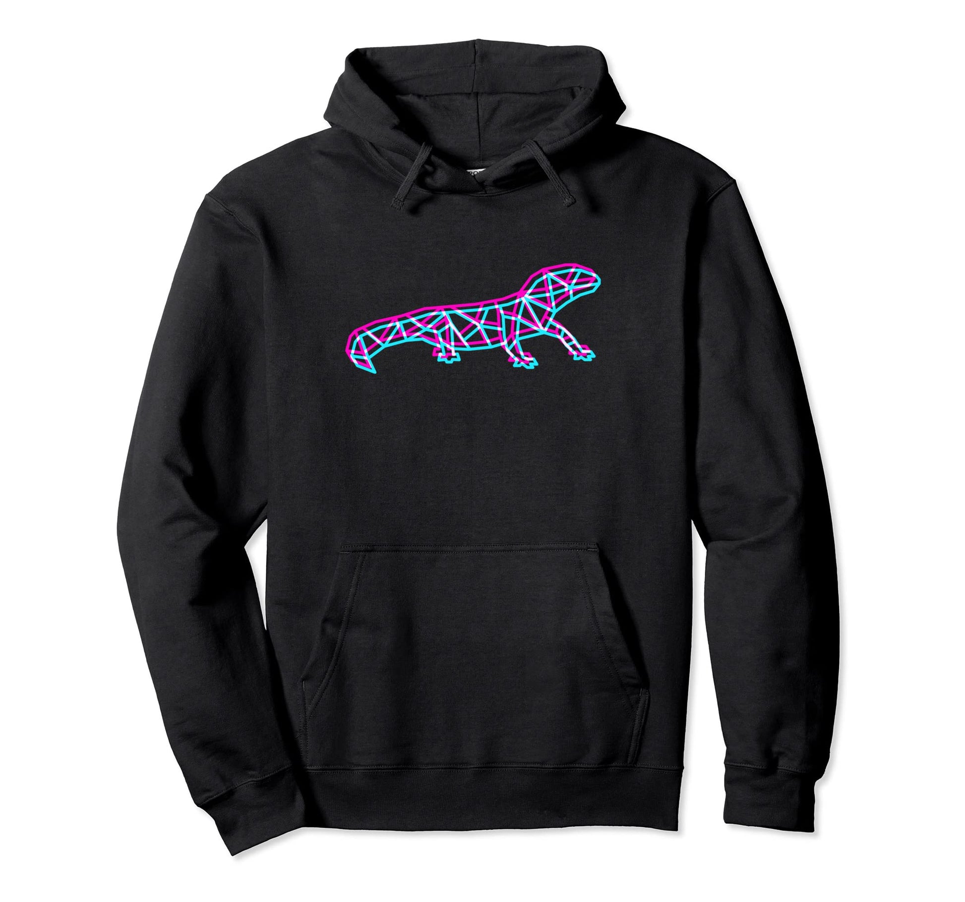 Polygon Lizard Aesthetic Anaglyph Soft Hoodie - Trendy Graphic Men Women - T-Shirt, Sweatshirt, Hoodie