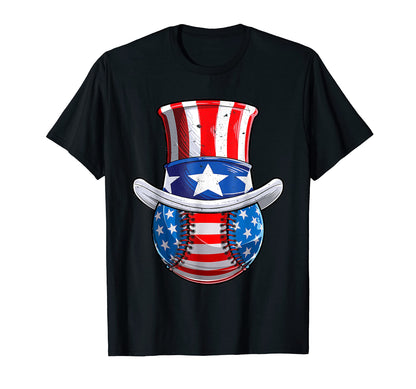 Baseball Usa American Flag Uncle Sam T-Shirt - Custom Art Print Men Women - T-Shirt, Sweatshirt, Hoodie