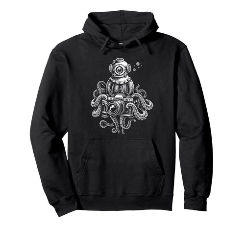 Octopus Camera Photographer Art Hoodie - Novelty Apparel for Adults - T-Shirt, Sweatshirt, Hoodie