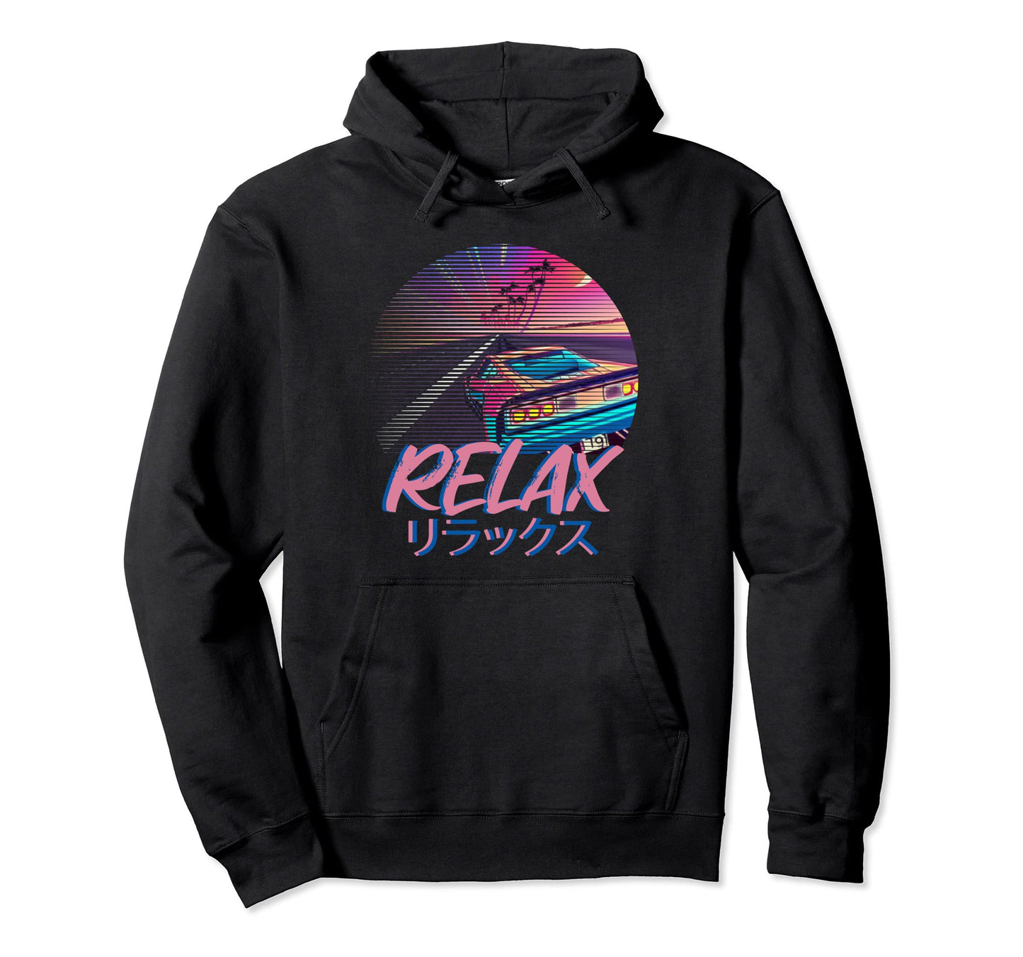 Aesthetic Vaporwave Japanese Relax Hoodie - Minimalist Print for Adults - T-Shirt, Sweatshirt, Hoodie
