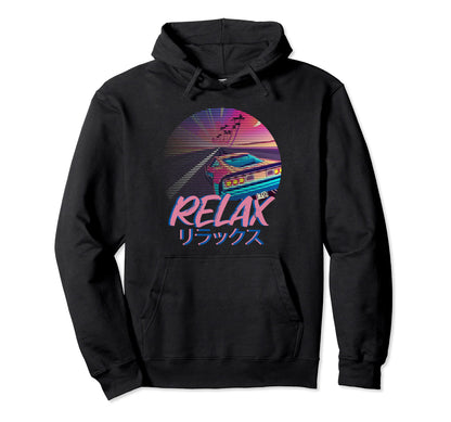 Aesthetic Vaporwave Japanese Relax Hoodie - Minimalist Print for Adults - T-Shirt, Sweatshirt, Hoodie