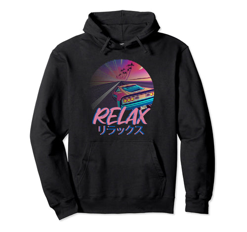 Aesthetic Vaporwave Japanese Relax Hoodie - Minimalist Print for Adults - T-Shirt, Sweatshirt, Hoodie
