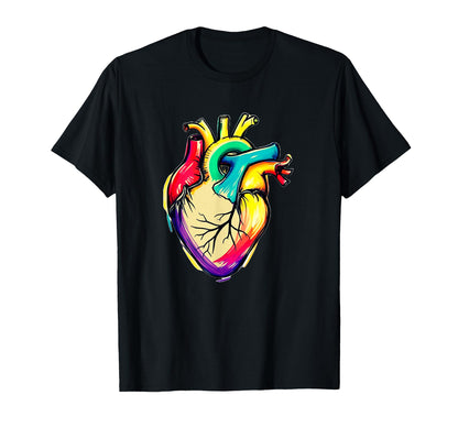 Abstract Rainbow Heart Y2K Aesthetic T-Shirt - Aesthetic Graphic Unisex - T-Shirt, Sweatshirt, Hoodie
