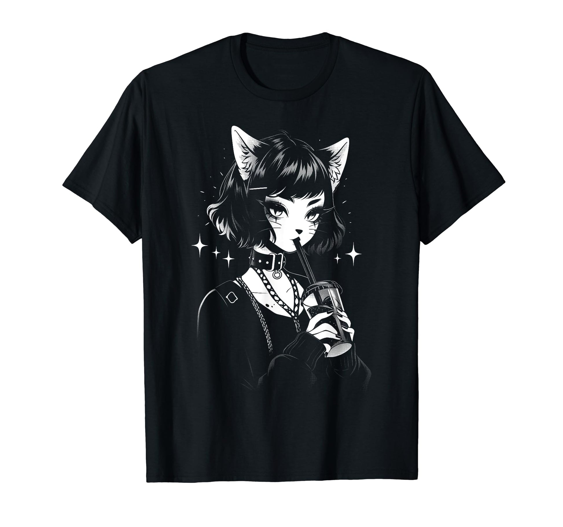 Cat Anime Manga Goth Alternative Y2K T-Shirt - Graphic Print Unisex - T-Shirt, Sweatshirt, Hoodie