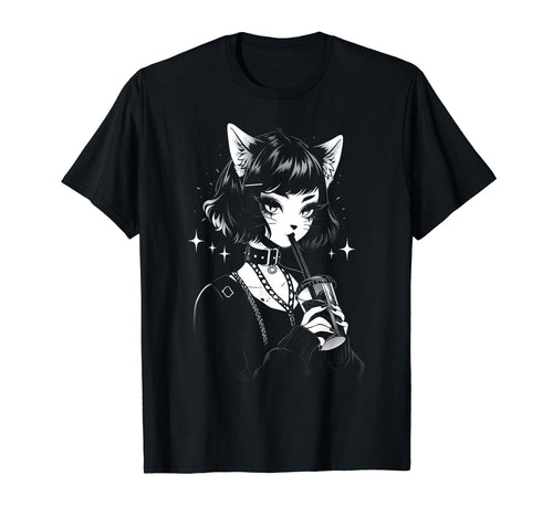 Cat Anime Manga Goth Alternative Y2K T-Shirt - Graphic Print Unisex - T-Shirt, Sweatshirt, Hoodie