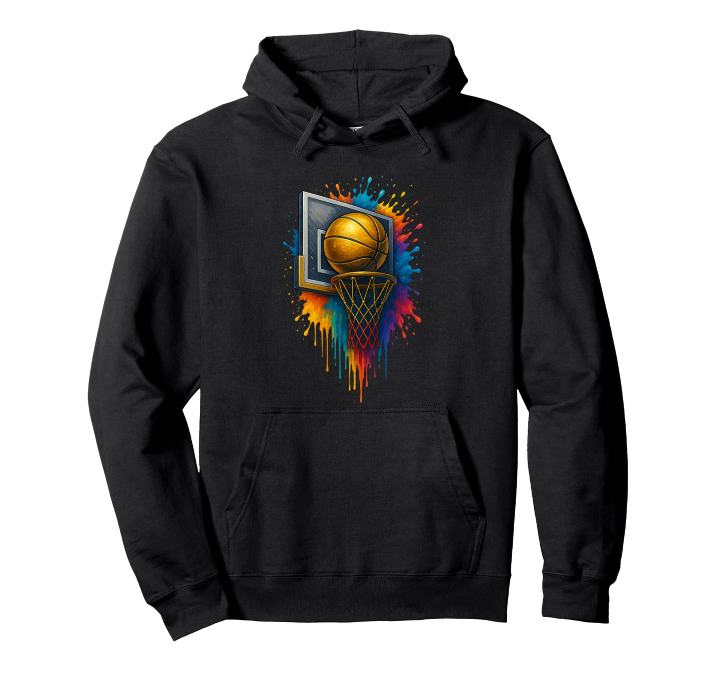 Rainbow Basketball Splash And Hoop Hoodie - Fun Novelty Design Men Women - T-Shirt, Sweatshirt, Hoodie