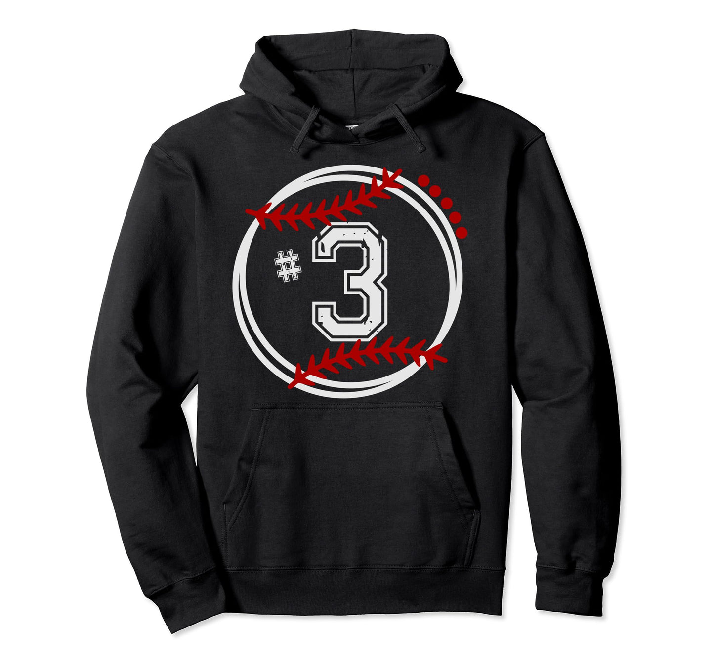 Baseball Jersey Number 3 Trendy Hoodie - Fun Novelty Design Unisex - T-Shirt, Sweatshirt, Hoodie