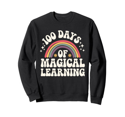 100 Days Magical Learning Sweatshirt - Fun Novelty Design for Adults - T-Shirt, Sweatshirt, Hoodie