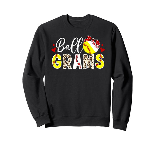 Ball Grams Leopard Softball Baseball Sweatshirt - Graphic Print Unisex - T-Shirt, Sweatshirt, Hoodie
