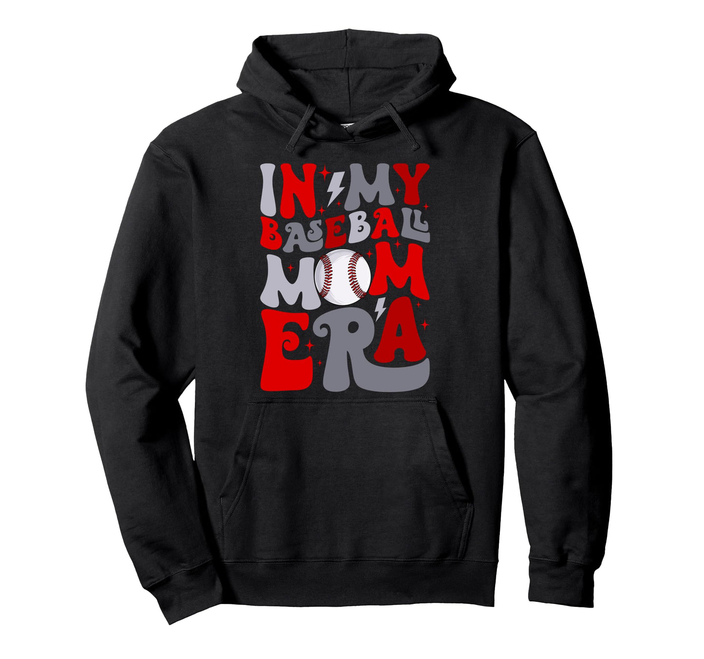 Groovy My Baseball Mom Era Mommy Happy Hoodie - Graphic Print Men Women - T-Shirt, Sweatshirt, Hoodie