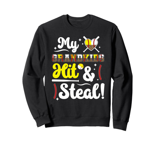Grandkids Hit Steal Baseball Sweatshirt - Custom Art Print for Adults - T-Shirt, Sweatshirt, Hoodie