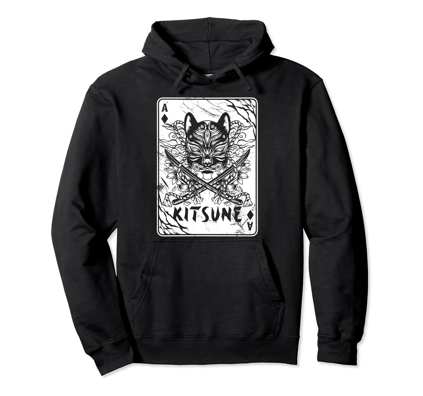 Kitsune Japanese Oni Mask Demon Mask Hoodie - Aesthetic Graphic for Adults - T-Shirt, Sweatshirt, Hoodie