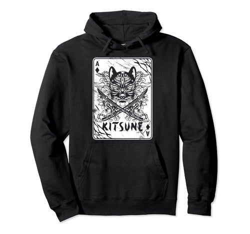 Kitsune Japanese Oni Mask Demon Mask Hoodie - Aesthetic Graphic for Adults - T-Shirt, Sweatshirt, Hoodie