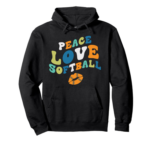 Peace Love Softball Hoodie - Custom Art Print for Adults - T-Shirt, Sweatshirt, Hoodie