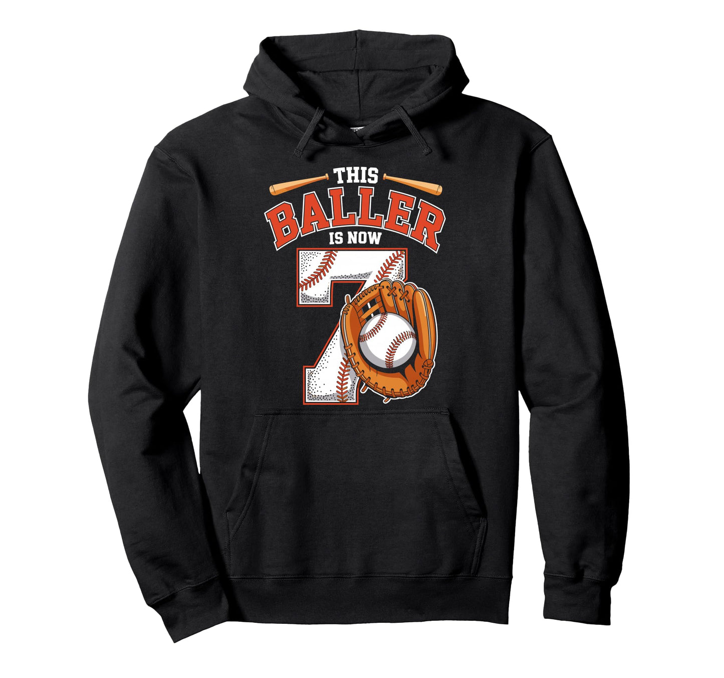 This Baller Is Now 7 Year Baseball Player Hoodie - Trendy Graphic Unisex - T-Shirt, Sweatshirt, Hoodie