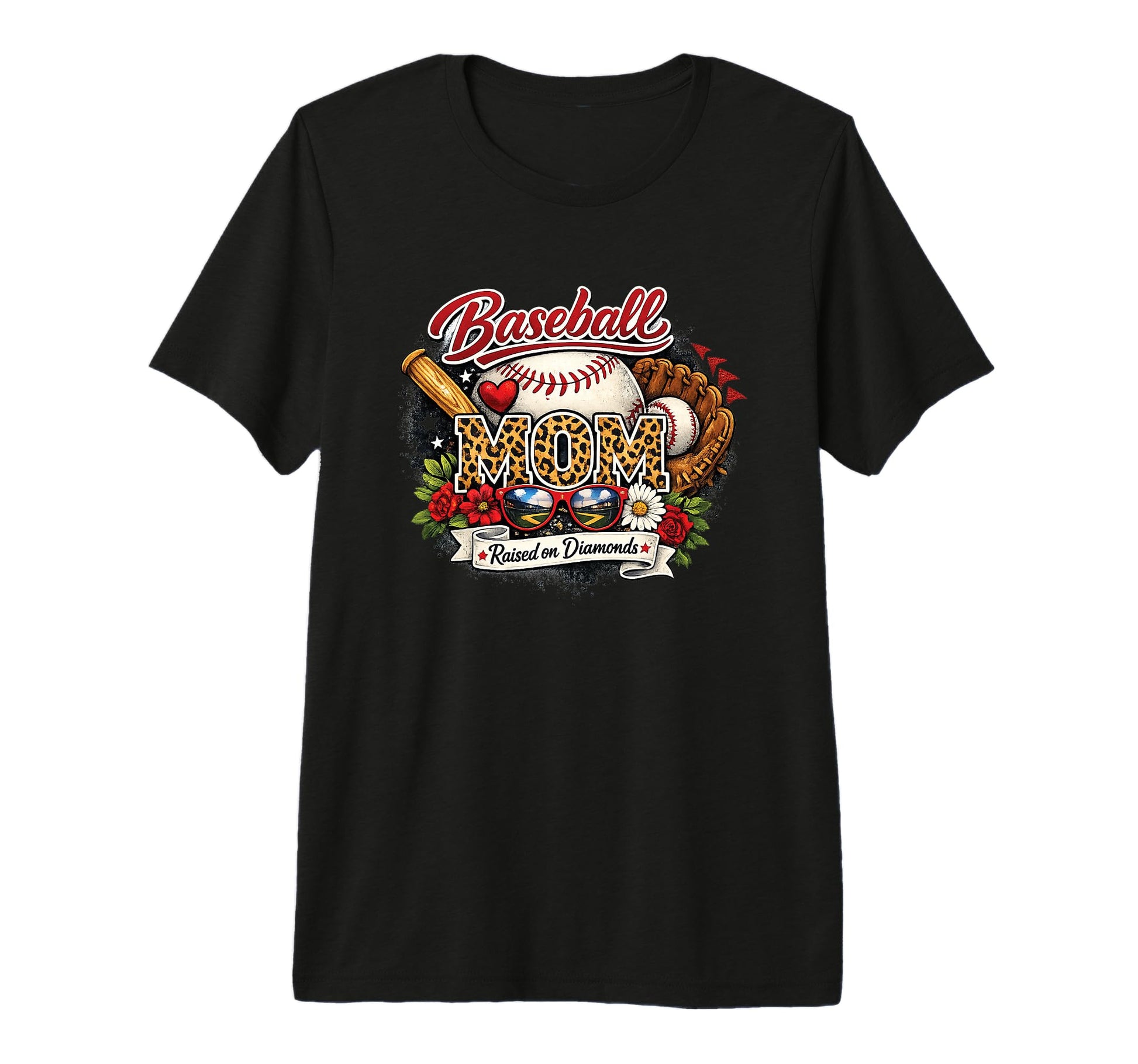 Grunge Baseball Mom Raised T-Shirt - Casual Everyday Wear for Adults - T-Shirt, Sweatshirt, Hoodie