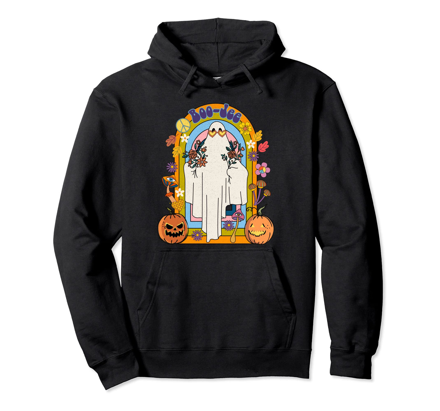 Hippie Floral Ghost Rainbow Bad Boo Jee Hoodie - Novelty Apparel Unisex - T-Shirt, Sweatshirt, Hoodie