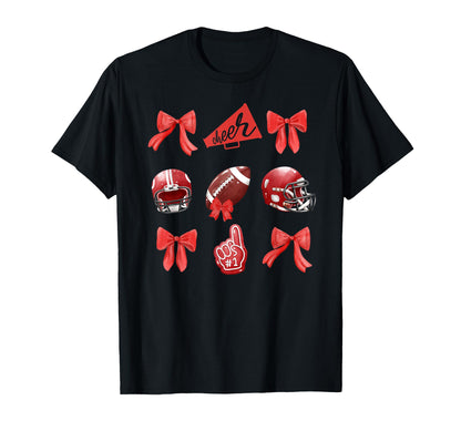 Football Coquette Bow Football Moms T-Shirt - Aesthetic Graphic for Adults - T-Shirt, Sweatshirt, Hoodie